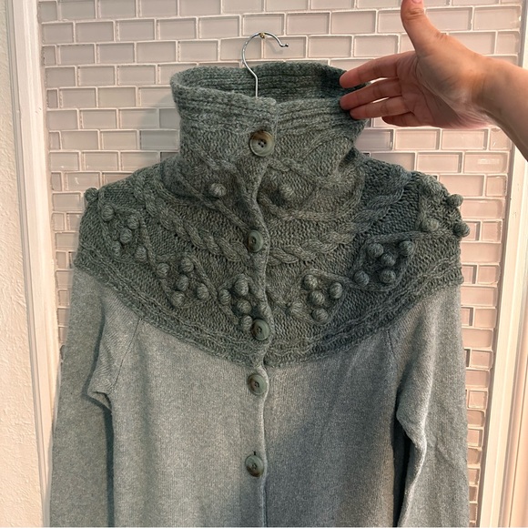 EUC Anthropologie Sleeping on Snow Fair Isle Style Funnel Neck Cardigan - Picture 3 of 11